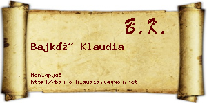 Bajkó Klaudia névjegykártya